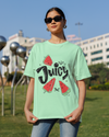 Teen girl wearing graphic t-shirt with 'Juicy' design – streetwear style by YoungnCool-YnCLife