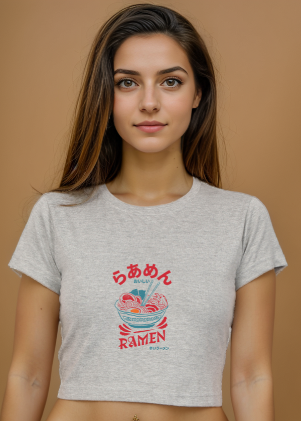 StreetVibe Cropped Graphic Print Tee Ramen