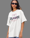 Teen girl wearing oversized graphic t-shirt with 'Bloom Image' design – streetwear style by YoungnCool - YnCLife