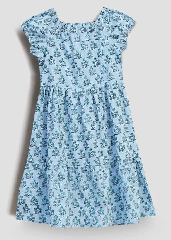 Teen girl blue printed dressrelaxed fit – YoungnCool l YnCLife