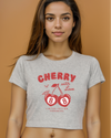 StreetVibe Cropped Graphic Print Tee Cherry