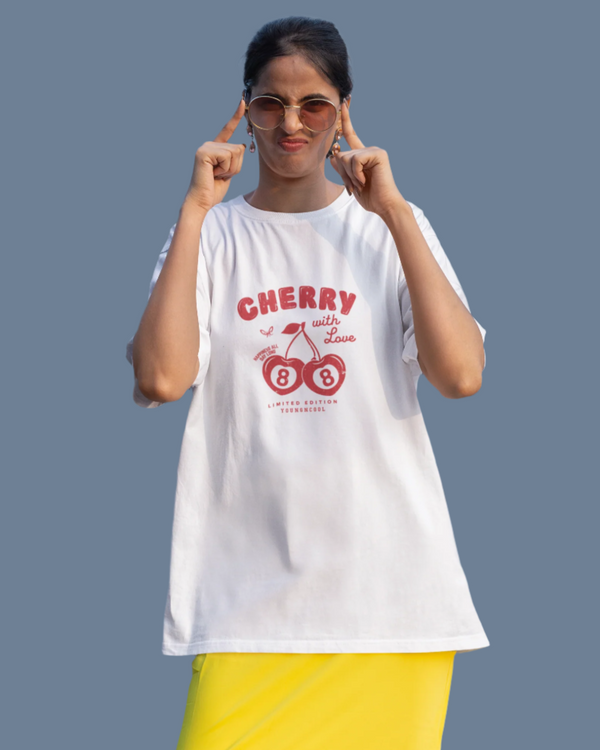 Teen girloversizedgraphic t-shirt with 'Cherry Bliss' design – streetwear style by YoungnCool-YnCLife