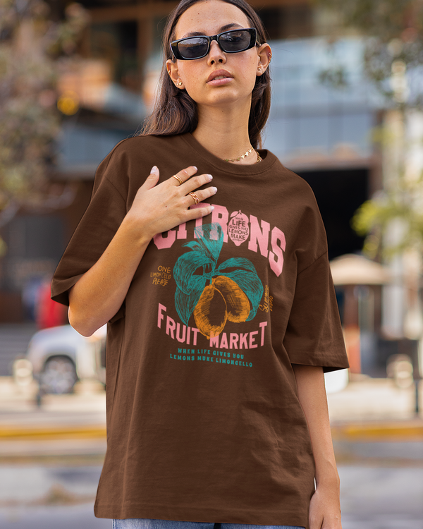 Teen girl wearing oversized graphic t-shirt with 'Citron' design – streetwear style by YoungnCool-YnCLife