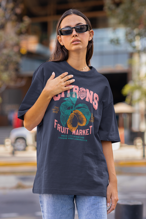 Teen girl wearing oversized graphic t-shirt with 'Citron' design – streetwear style by YoungnCool-YnCLife