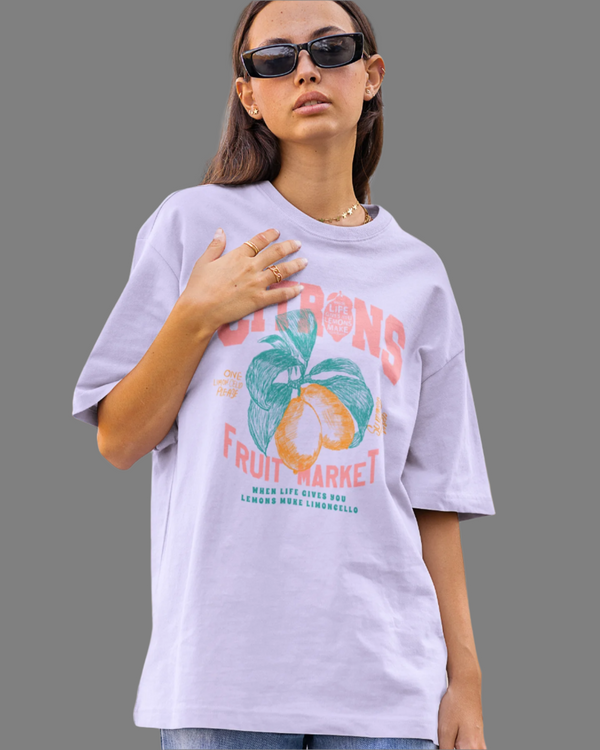 Teen girl wearing oversized graphic t-shirt with 'Citron' design – streetwear style by YoungnCool-YnCLife