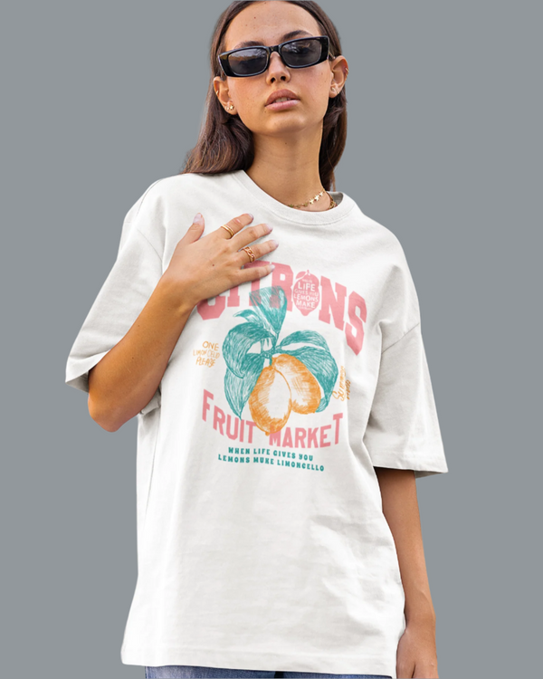 Teen girl wearing oversized graphic t-shirt with 'Citron' design – streetwear style by YoungnCool-YnCLife