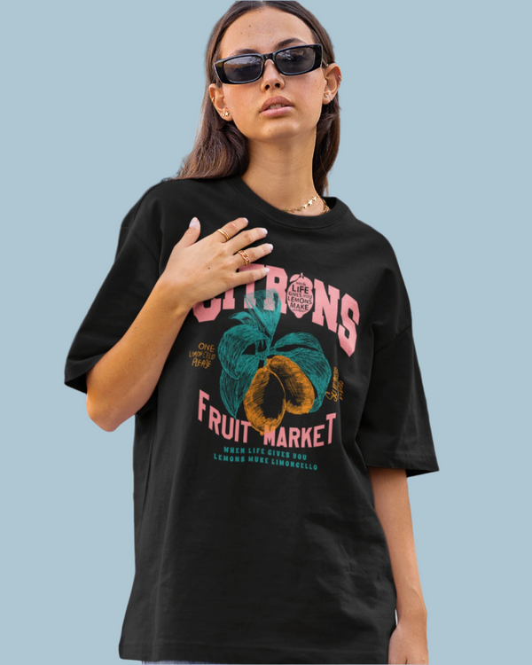Teen girl wearing oversized graphic t-shirt with 'Citron' design – streetwear style by YoungnCool-YnCLife