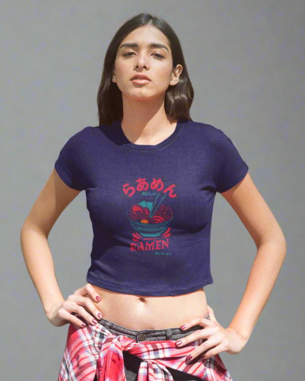 StreetVibe Cropped Graphic Print Tee Ramen