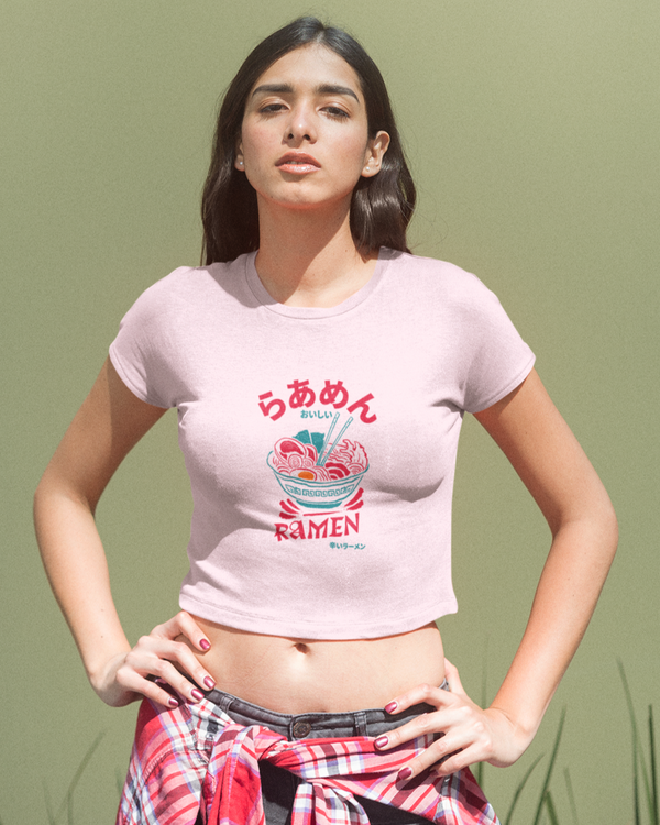 StreetVibe Cropped Graphic Print Tee Ramen
