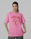 StreetVibe Oversized Graphic Print T-Shirt Cherry