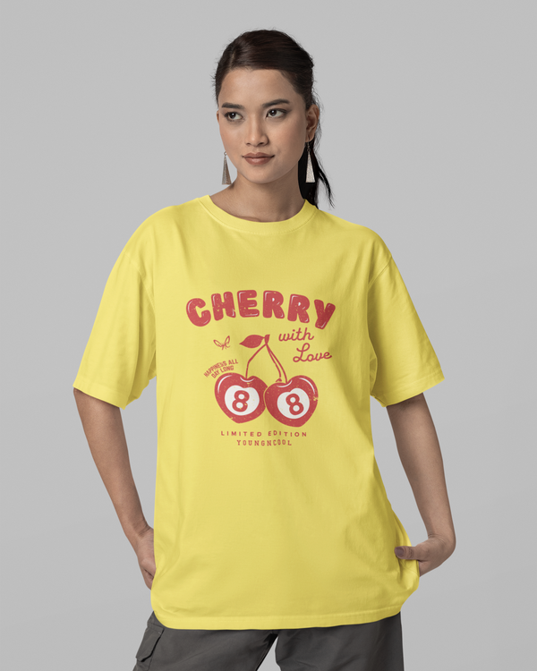 StreetVibe Oversized Graphic Print T-Shirt Cherry