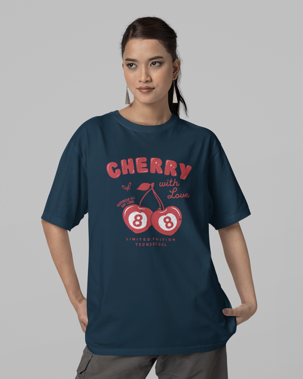 StreetVibe Oversized Graphic Print T-Shirt Cherry