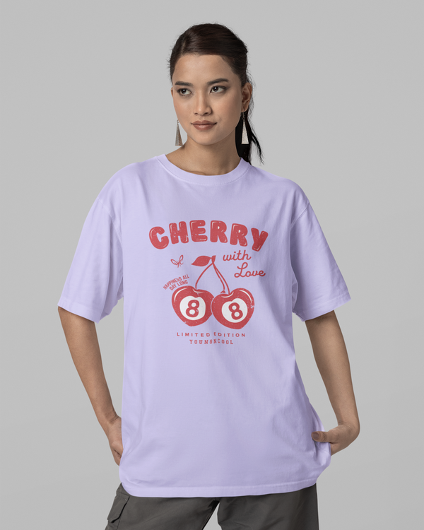 StreetVibe Oversized Graphic Print T-Shirt Cherry