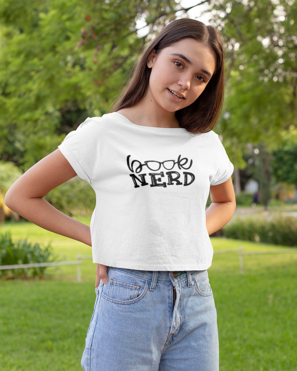 StreetVibe Cropped Graphic Print Tee Book Nerd