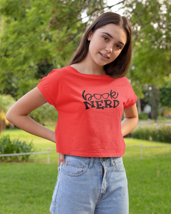 StreetVibe Cropped Graphic Print Tee Book Nerd