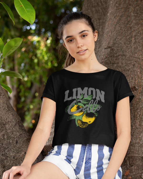 StreetVibe Cropped Graphic Print Tee Lemon Crop top