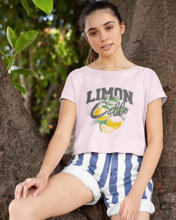 StreetVibe Cropped Graphic Print Tee Lemon Crop top
