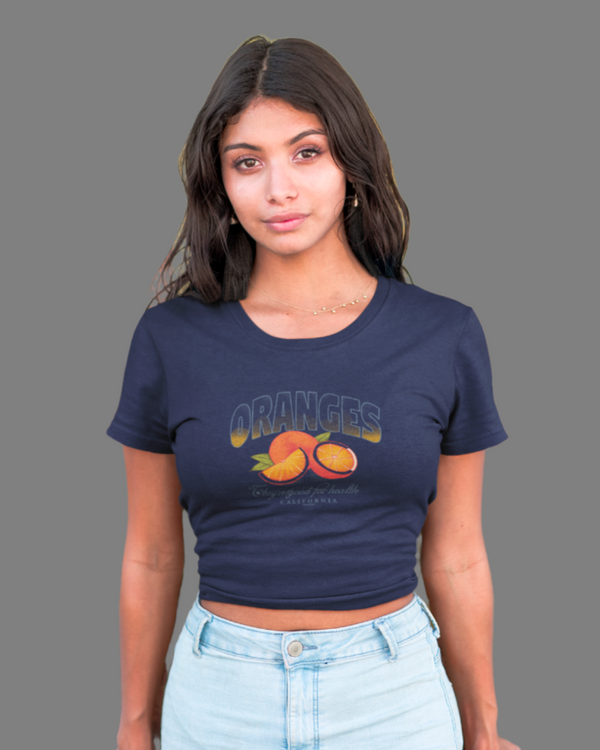 StreetVibe Cropped Graphic Print Tee Oranges