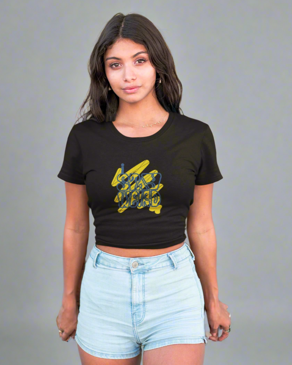StreetVibe Cropped Graphic Print Tee Stay Weird