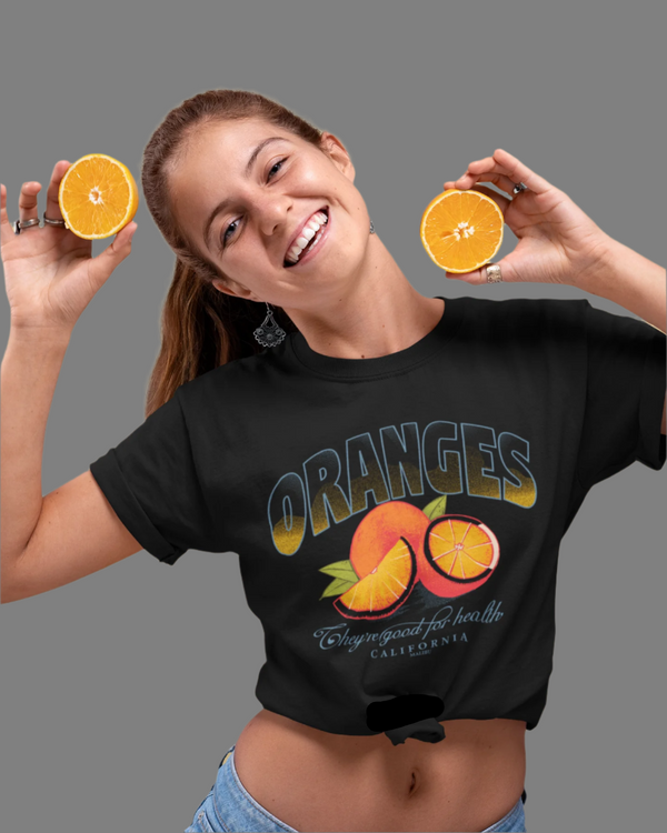 StreetVibe Cropped Graphic Print Tee Oranges