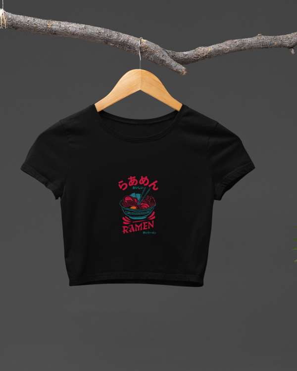 StreetVibe Cropped Graphic Print Tee Ramen