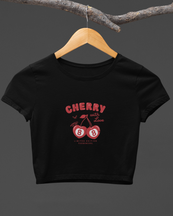 StreetVibe Cropped Graphic Print Tee Cherry