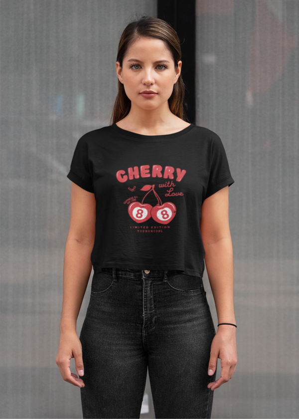 StreetVibe Cropped Graphic Print Tee Cherry