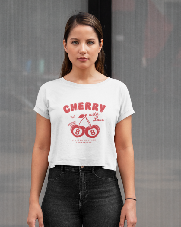 StreetVibe Cropped Graphic Print Tee Cherry