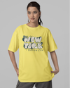 Teen girl wearing oversized graphic t-shirt with 'New York City Print' design – streetwear style by YoungnCool YnCLife