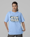 Teen girl wearing oversized graphic t-shirt with 'New York City Print' design – streetwear style by YoungnCool YnCLife