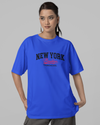 Teen girl wearing oversized graphic t-shirt with 'NY Brooklyn Print' design – streetwear style by YoungnCool YnCLife