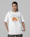 Teen girl wearing oversized graphic t-shirt with 'Oranges Image' design – streetwear style by YoungnCool-YnCLife