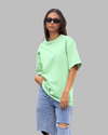 Teen girl wearing oversized solid t-shirt streetwear style by YoungnCool-YnCLife