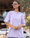 Teen girl wearing oversized solid t-shirt streetwear style by YoungnCool-YnCLife