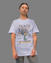 Teen girl wearing oversized graphic t-shirt with 'Peach Print' design – streetwear style by YoungnCool-YnCLife