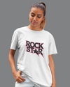 Teen girl wearing oversized graphic t-shirt with 'Rock Star' design – streetwear style by YoungnCool YnCLife