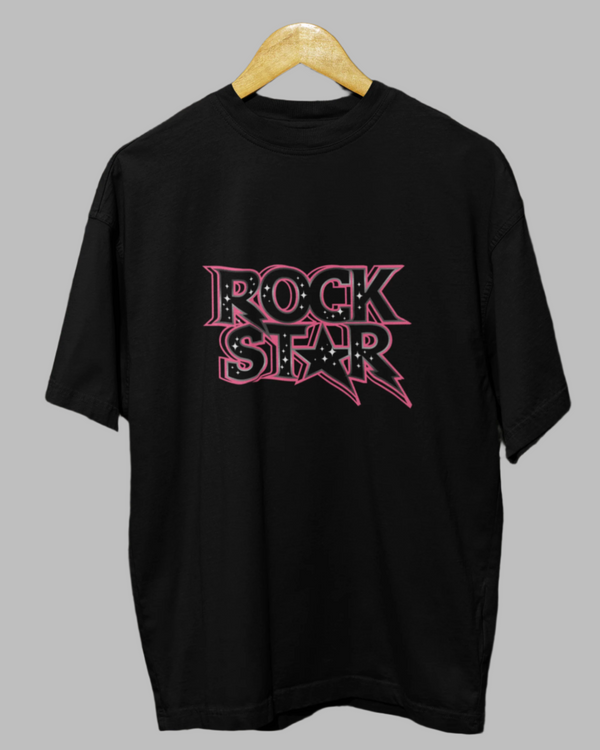 Teen girl oversized graphic t-shirt with 'Rock Star' design – streetwear style by YoungnCool YnCLife