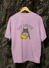 Teen girl wearing oversized graphic t-shirt with 'Say Cheese' design – streetwear style by YoungnCool-YnCLife
