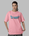 Teen girl wearing oversized graphic t-shirt with 'So What? Quote' design – streetwear style by YoungnCool YnCLife