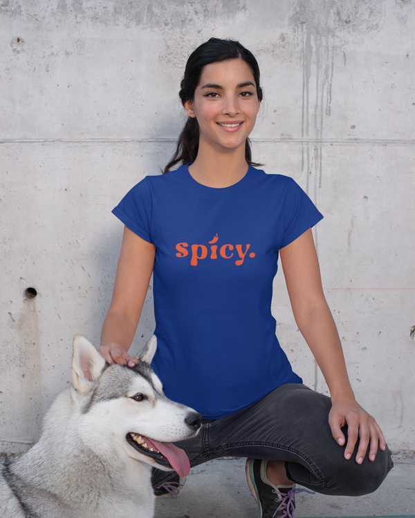 Teen girl wearing oversized graphic t-shirt with 'spicy' design – streetwear style by YoungnCool-YnCLife