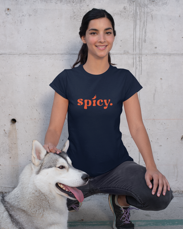 Teen girl wearing oversized graphic t-shirt with 'spicy' design – streetwear style by YoungnCool-YnCLife