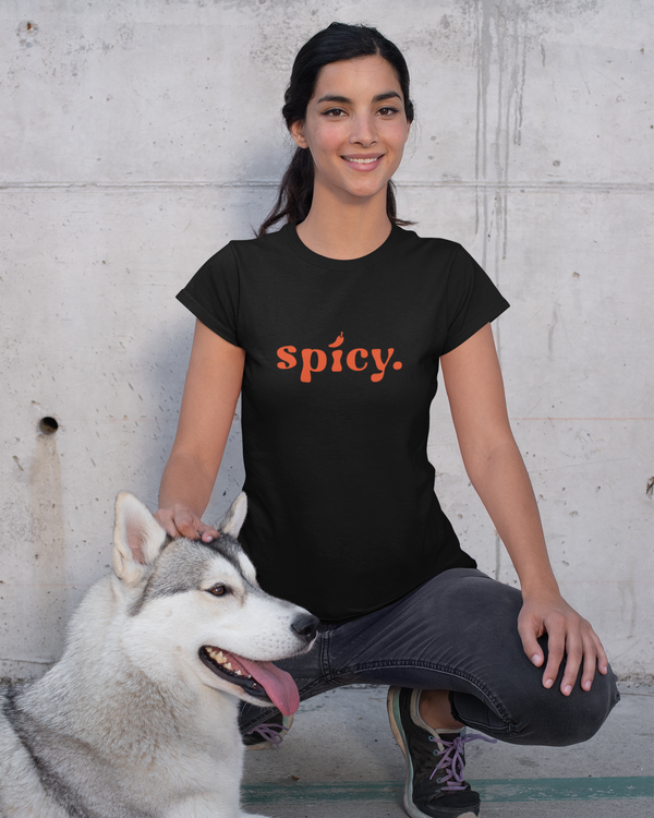 Teen girl wearing oversized graphic t-shirt with 'spicy' design – streetwear style by YoungnCool-YnCLife