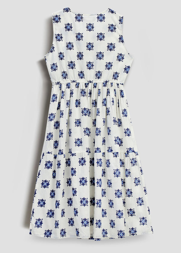 Teen girl white printed sleevless relaxed fitdress – YoungnCool l YnCLife