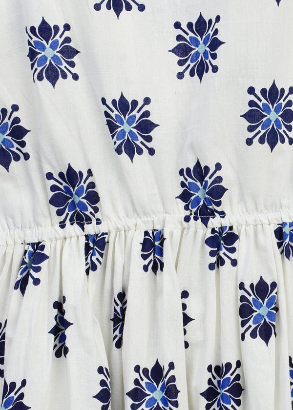 Teen girl white printed sleevless relaxed fitdress – YoungnCool l YnCLife