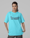 Teen girl wearing oversized graphic t-shirt with 'So What? Quote' design – streetwear style by YoungnCool YnCLife