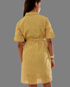 Teen girl wearing a yellow Striped Shirt dress with collar relaxed fit – YoungnCool l YnCLife
