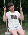 rTeen girl wearing oversized graphic t-shirt with 'Rock Star' design – streetwear style by YoungnCool.