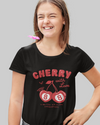Teen girl wearing graphic t-shirt with 'Cherry Bliss' design – streetwear style by YoungnCool-YnCLife