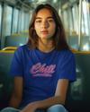 Teen girl wearing graphic t-shirt with 'Chill Quote' design – streetwear style by YoungnCool-YnCLife