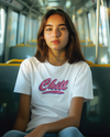 Teen girl wearing graphic t-shirt with 'Chill Quote' design – streetwear style by YoungnCool-YnCLife